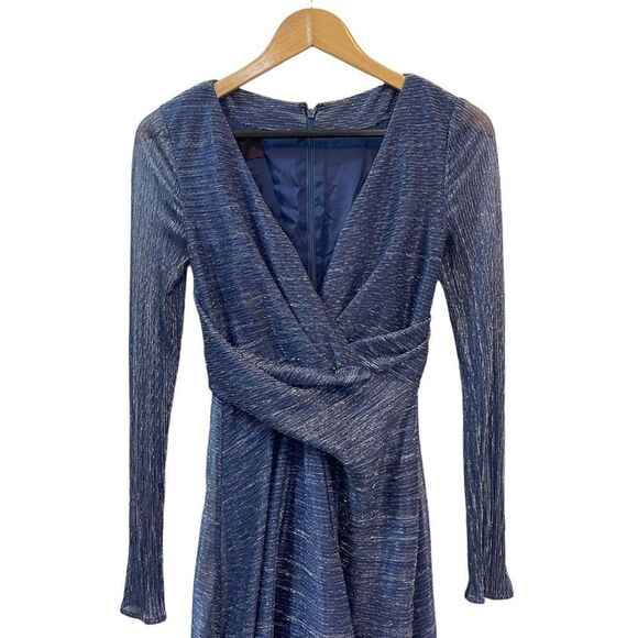 TALBOT RUNHOF Pokario23 Electric Blue Metallic Voile Gown in Size US4 - Picture 6 of 13